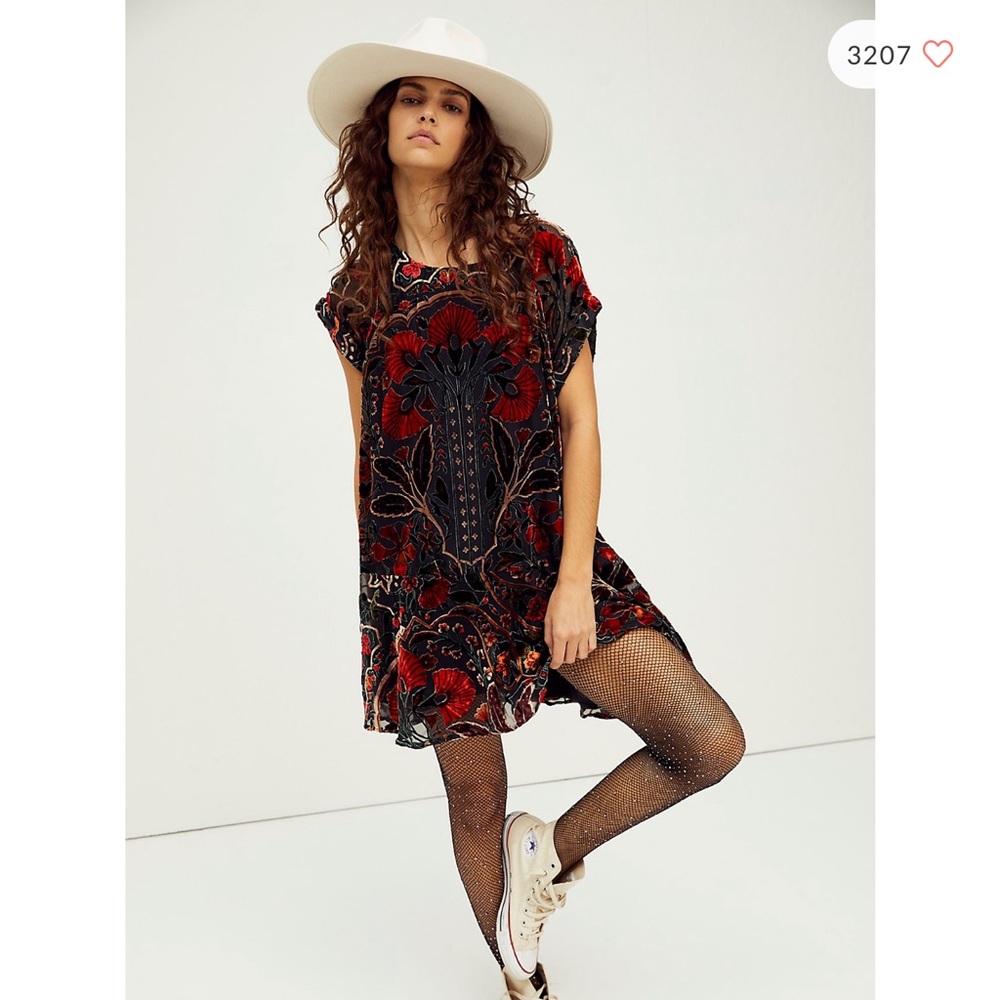 Free people strawberry fields velvet mini dress